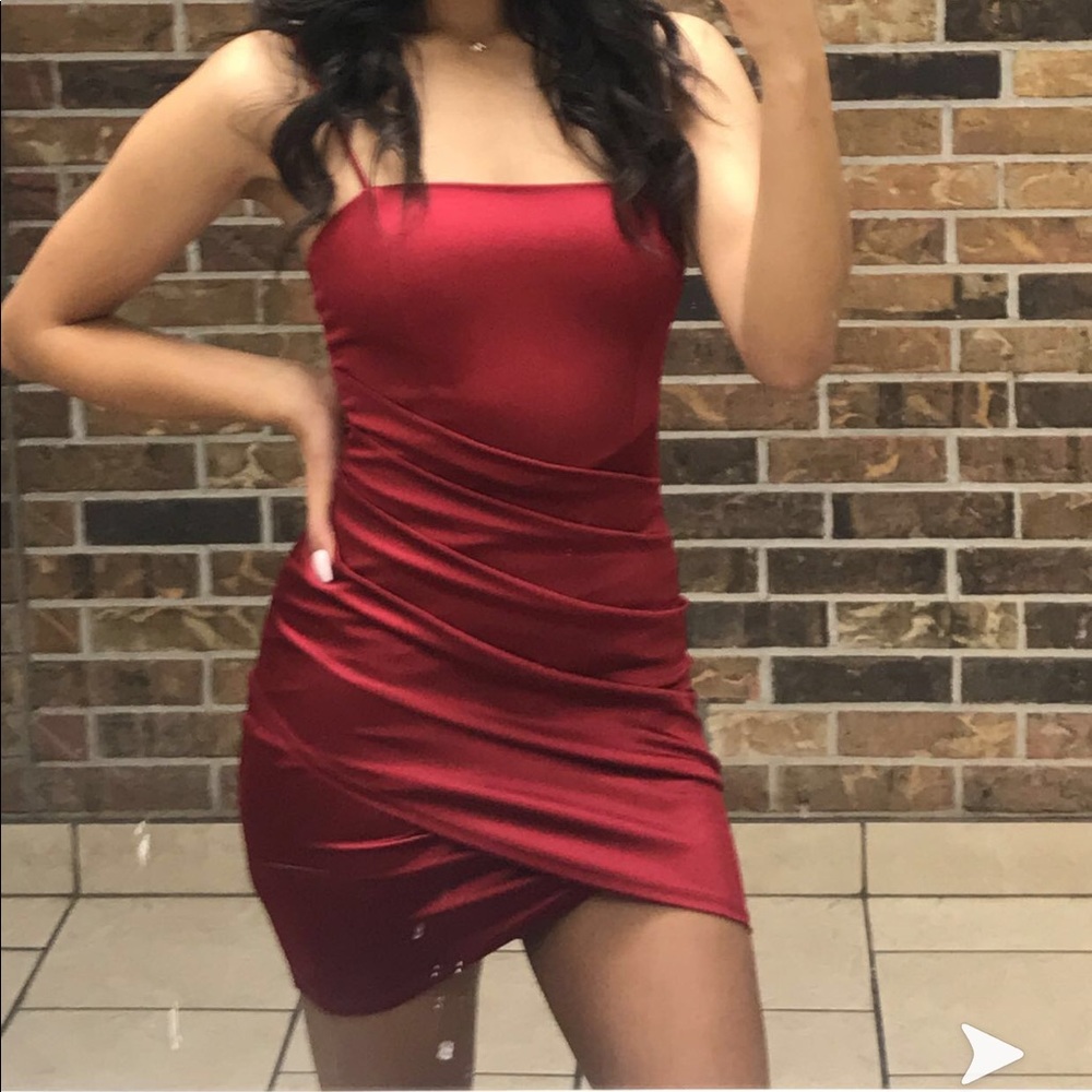 Windsor Red Satin Wrap Dress